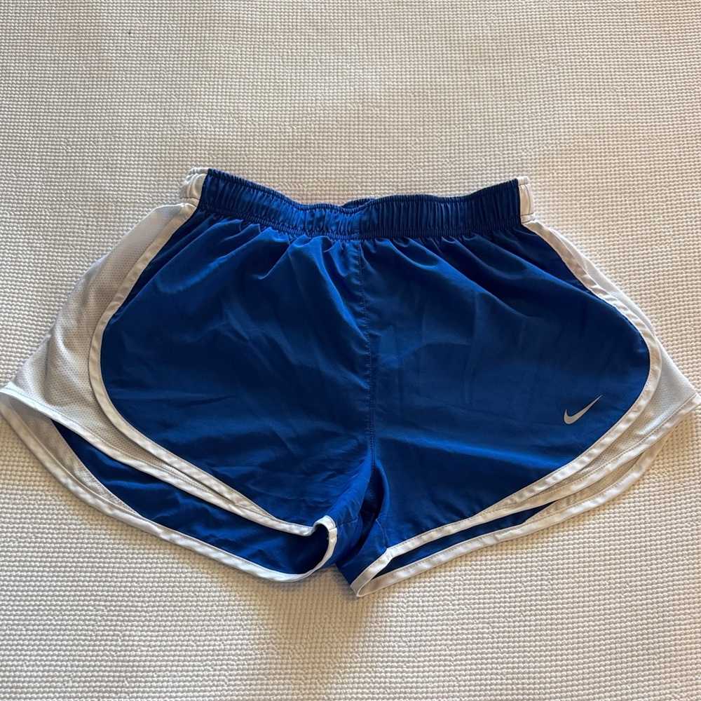 Nike Women's Royal Blue and White Athletic Shorts. Size Medium.